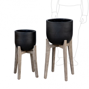 MetroLite Cup Pot + Timber Stand Set 2