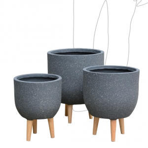 Litework Footed Egg Pot Set 3: Black Terrazzo (LT009BSS3 - No Selection Required)